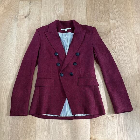 Veronica Beard Double Breasted Wool Blend Jacket Size 8 Red - Picture 1 of 4